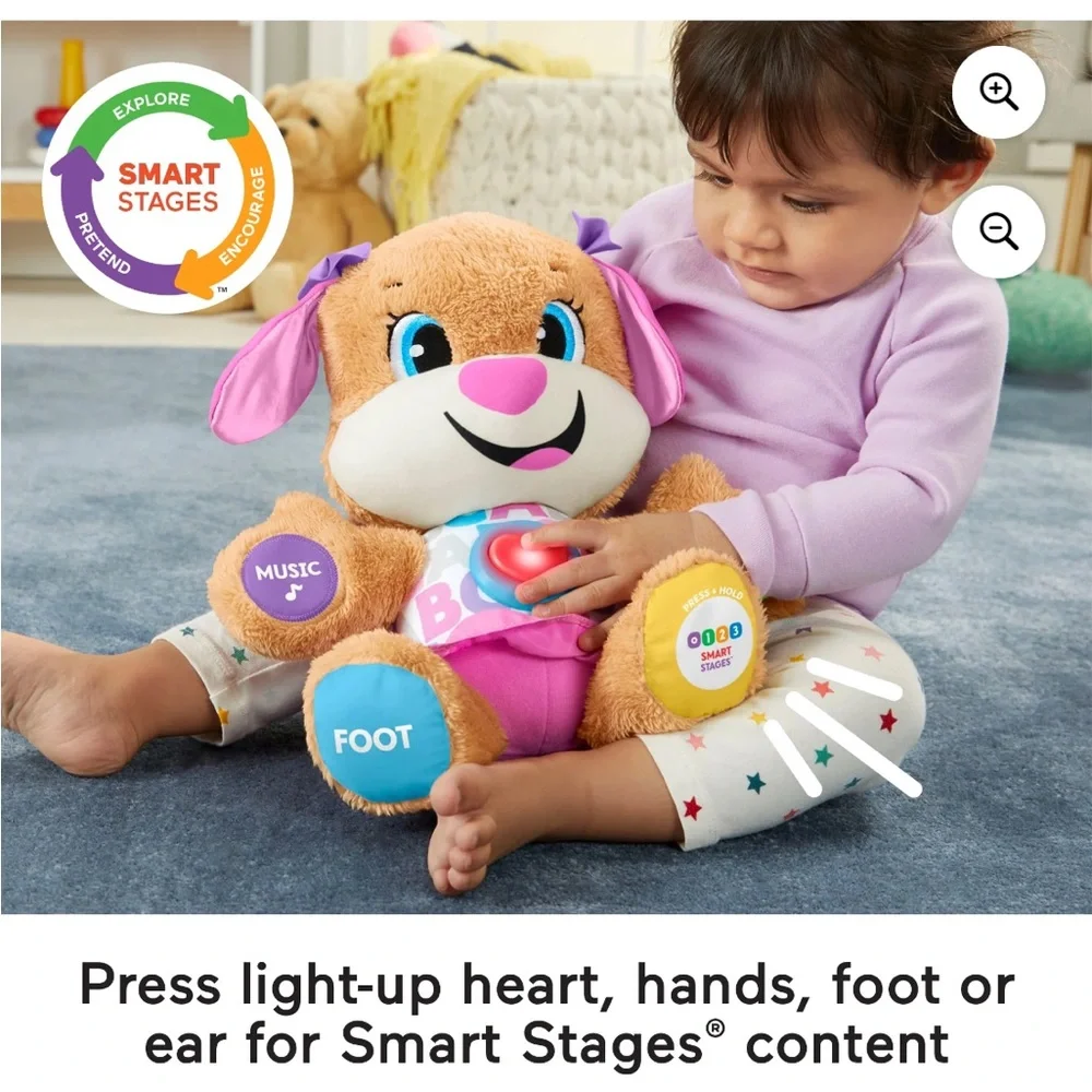 Fisher-Price Laugh & Learn Smart Stages Sis Puppy Plush - EUC